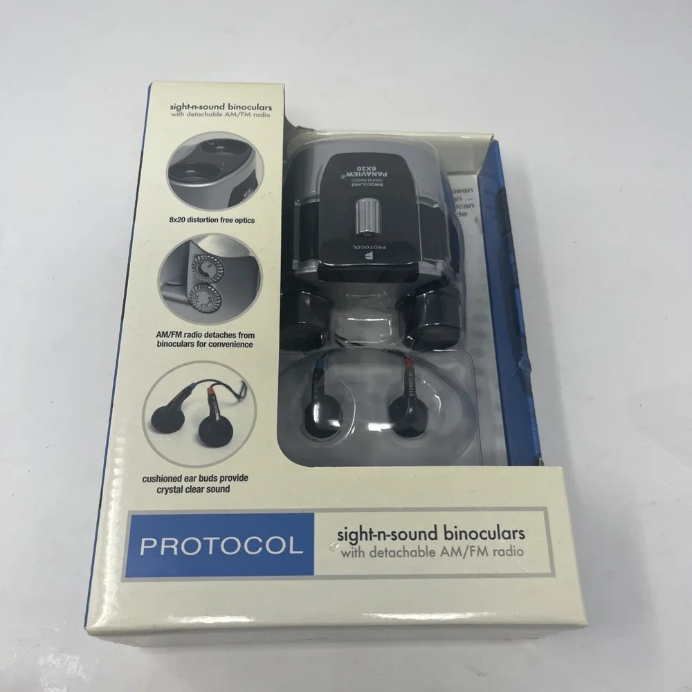 Protocol 6592 Sight-N-Sound Binoculars with Detactable Am/FM Radio 8X20 Optics